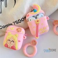 3 dsailor Moon Star Moon stickearphone Case สำหรับ Apple airpods/airpods2 2 ซิลิโคนครอบหูฟัง Air pods กระเป๋าป้องกัน airpod อุปกรณ์เสริมสีชมพู