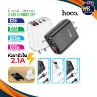 Hoco หัวชาร์จพร้อมสาย รุ่น C86 Adapter หัวชาร์จ 2USB+LED กระแสไฟ 2.4A สำหรับ Lightning/Micro/Type-C ของแท้ 100% Nbboss