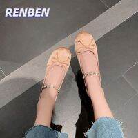 RENBEN ฤดูร้อน Super Soft Rhinestone รอบนิ้วเท้าซาติน Ballerina รองเท้า Mary Jane แบน