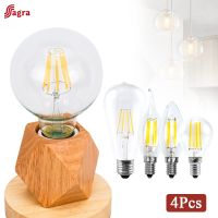 4pcs/lot LED Bulb AC220V C35 A60 ST64 G80 G95 G125 Lamp E14 E27 LED Filament Light 4W 6W 8W Glass Ball Bombillas Edison COB Bulb
