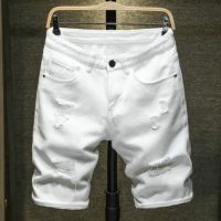 【YD】 New Cotton Fashion Ripped Mens Jeans Shorts Male Beach Elasticity