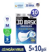 Combo 10 Gói Khẩu trang siêu bảo vệ Unicharm 3D Mask Virus Block size M