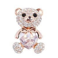 CINDY XIANG 3 Colors Choose Big Crystal Heart Bear Brooch Cute Animal Pins for Women Dress Coat Badges Jewelry Hot