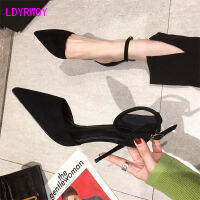 Spring and Autumn high heel women 2022 new versatile thin heel professional L pointed black buckle strap single shoe women