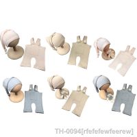 ✹▥ rfefefewfeerew Bebê recém-nascido Fotografia Prop Vestuário Set Macacão com Cauda Longa Chapéu Urso para