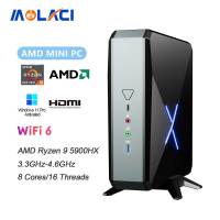 New MN59 AMD Ryzen 9 5900HX 8 Cores 16 Threads Wi-Fi 6E Gaming Mini PC Desktop Computer Gaming PC 4K HDMI DP Type-c Output Gigabit Internet Mini Computer(Pre-activated Windows 11 Pro)