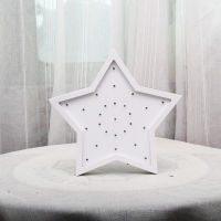 LED Night Light Wooden Craft Big Size Star Night Lamp Wall Hanging Battery Powered Bedroom Decoration Children Atmosphere Lights