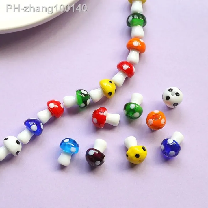 10pcs-10x13mm-12x18mm-mushroom-shape-lampwork-glass-loose-beads-for-diy-crafts-jewelry-making-findings-handmade-jewelry-beads