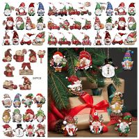 FGHAFGGR 12/24Pcs ทำจากไม้ เครื่องประดับคริสต์มาส GNOME ป้ายคริสต์มาส ดีไอวาย ของตกแต่งคริสต์มาส ใช้งานง่ายๆ งานทำมือ ซานตาคลอสตุ้มห้อย อุปกรณ์ปาร์ตี้ปาร์ตี้