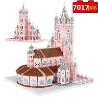 7017PCS World Famous Architecture Sacred Heart Church DIY Diamond Building Blocks ปราสาทสีชมพูมินิ3D บล็อกอิฐของเล่น Gifts