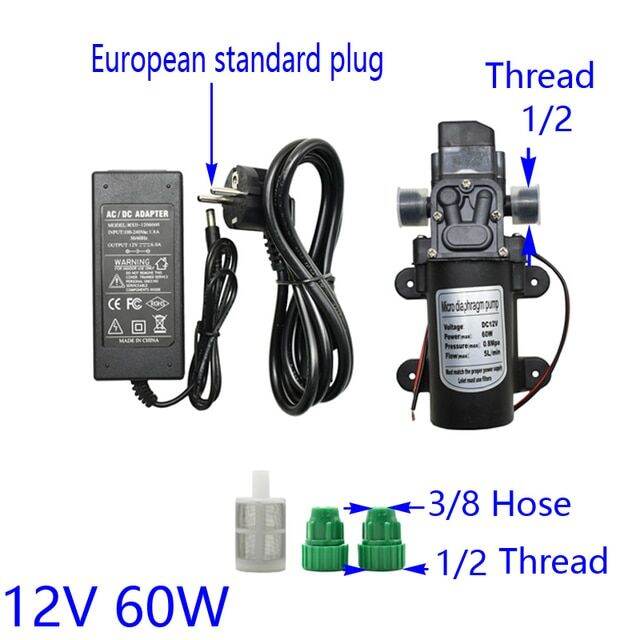 Dc 12 Volt 60w Electric Diaphragm Water Pump Automatic Switch 5l/min