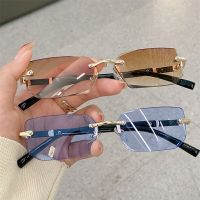 2023 Rimless Sunglasses For Men Rectangle Vintage Women Frameless Sun Glasses Square Fashion Shades Lunette De Soleil