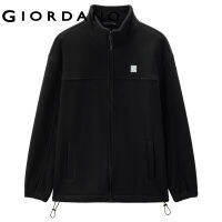 Giordanoผู้ชาย เสื้อกันหนาวปลอกคอตั้งผ้าฟลีซโพลาร์ ตรายางเปิดเสื้อกันหนาว Free Shipping 01072858TH