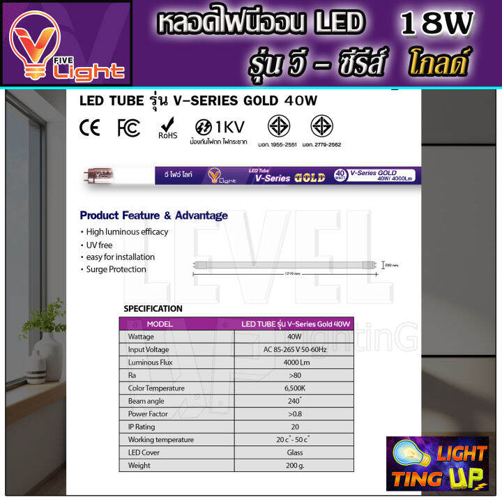 แพ็ค-1-หลอด-หลอดไฟนีออน-led-t8-18w-หลอดไฟ-led-หลอดประหยัดไฟ-t8-18-วัตต์-สว่างเต็ม-2200-แสงสีขาว-daylight