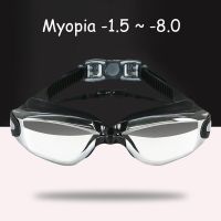 -1.5~ -8.0 Adult Myopia Electroplate Swimming Goggle Anti-Fog Diopter Swimming Glasses With Earplug Water Sports Eyewear For Men