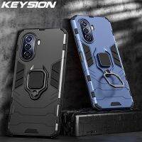 [HOT P] KEYSION เคสสำหรับหัวเหว่ยเกราะกันกระแทก Nova Y70 Plus ซิลิโคน + PC ฝาหลังโทรศัพท์ขาตั้งแหวนโลหะสำหรับ Huawei Nova Y70 Plus