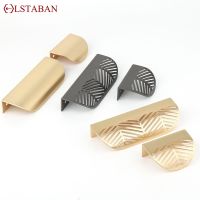 【LZ】▦❀  LSTABAN Leaf Shape Brass Gold Cabinet Pulls Furniture Hidden Handles Kitchen Door Handle Copper Cupboard Drawer Pull Knobs