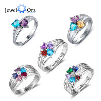 925 Sterling Silver Personalized Mothers Ring with Birthstones Custom Name Engraved Engagement Promise Silver Rings for Women