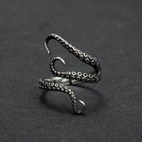 Night elf punk new octopus stainless steel titanium steel ring opening ring in Europe and the personality trend hot style