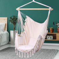 Macrame Swing Hammock Outdoor Indoor Hanging Chair With Polyester Cotton Rope