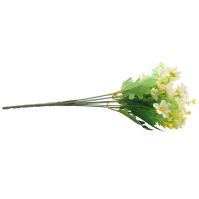 1 Bouquet 28 Heads Artificial Fake Daisy Flower Indoor Outdoor Hanging Planter Home Wedding Garden Cemetery Decor (White Green)