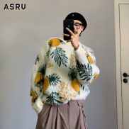 ASRV Korean style pullover sweater pineapple printed sweater men s long