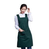 Women Supermarket Waiter Aprons With Pockets Restaurant Kitchen Cooking Nail Shop Art Work Apron Design logo Customize