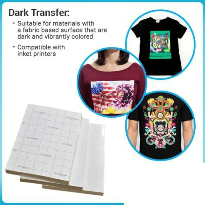 Dark and Light Heat Transfer Paper for Shirt A3 A4 / 3G Jet Opaque Dark ...