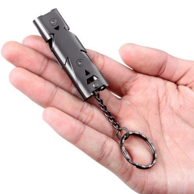 Outdoors High Decibel Keychain Whistle Portable Stainless Steel Double Pipe Cheerleading Emergency Survival Multifunction Tools Survival kits