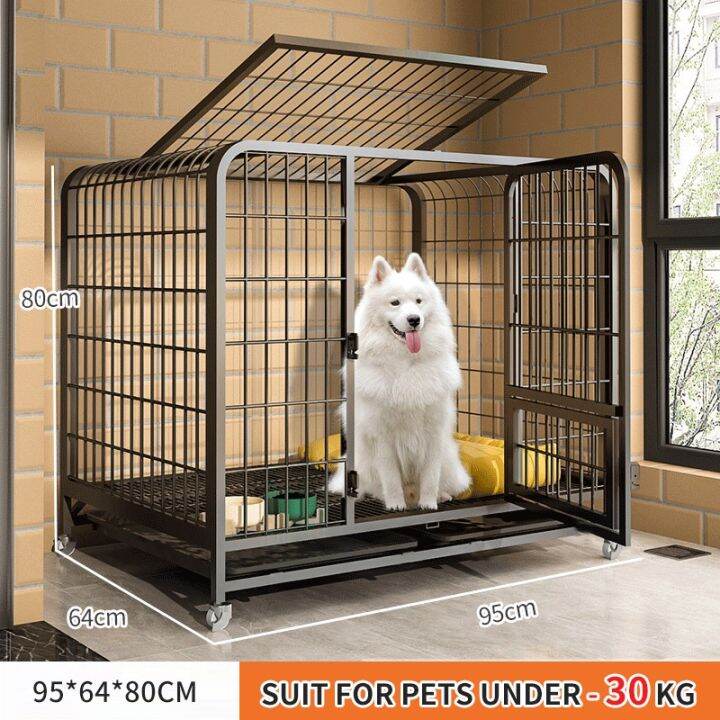 Square Tube Dog Cage With Toilet Partition 95x64x80CM Large Space Four