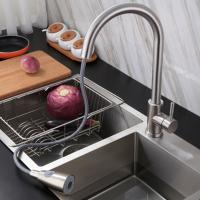 Stainless Steel Kitchen Faucets Single Handle Pull Out Water Tap Single Hole Handle Swivel 360 Degree Water Mixer Tap