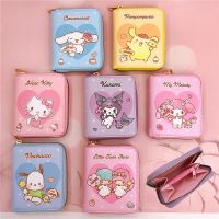 ▲♛ Kawaii Hello Kitty Cinnamoroll My Melody Kuromi Sanrios New Pu Casual Money Bag Coin Purse Card Holder Wallet With Buttons