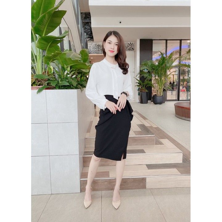 Chân váy công sở bút chì eo cao xẻ trước  SK231 KRfashion Cao Cấp Vải Co