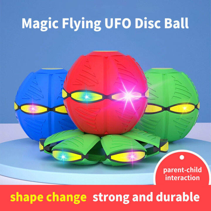 Flying UFO Flat Throw Disc Ball With LED Light Toy Kid Outdoor Garden