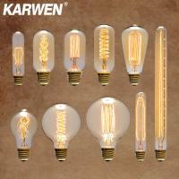 KARWEN Vintage Edison หลอดไฟ E27 40 วัตต์ 220 โวลต์ Ampoule vintage หลอดไฟ edison โคมไฟ ST64 G80 G95 A19 T10 t45 เส้นใยหลอดไส้ - TIOH MALL