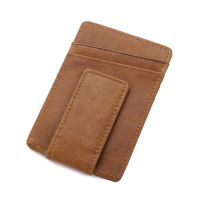 New Vintage Nubuck Leather Mens Money Clip Wallet With Card Slots Slim Designer Magnet Clamp Small Purse For Man