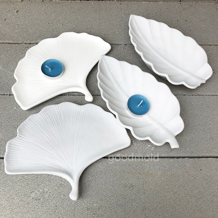 leaf-boat-candle-vessel-mold-ginkgo-leaf-cement-candlestick-silicone-mold-jewelry-storage-plaster-tray-epoxy-resin-mold