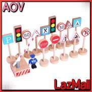 AOV Bộ Đồ Chơi Biển Báo Giao Thông Đường Phố Bằng Gỗ 16 Món Bộ Đồ Chơi Đèn