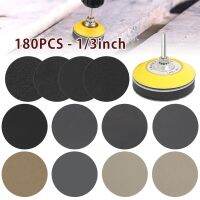 180Pcs 1/3 Inch 60-10000 Grit Sandpaper Sanding Disc Wet Dry Sander Sheet with Sanding Buffing Pad Grinding Abrasive Sanding Set Power Sanders