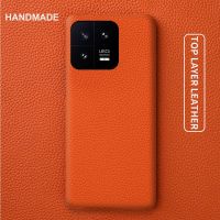 Untuk การ์ Xiaomi 13 Kes Buatan Tanga เม็ดลิ้นจี่พรีเมี่ยม Kulit Asli Xiaomi13 Pro Capa R Efon Perlindungan Kalis Gfundas