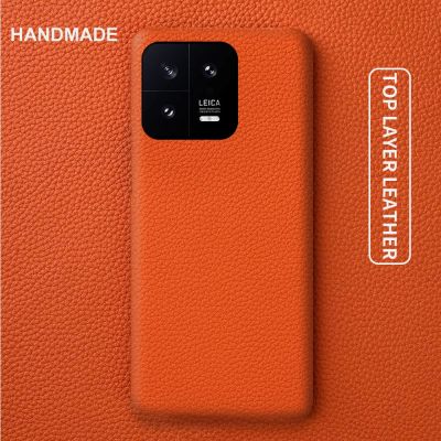 สำหรับ Xiaomi 13 Case Handmade Premium Litchi Grain ของแท้หนังกรณี Xiaomi13 Pro Capa R กันกระแทกฝาครอบศัพท์ Fundas