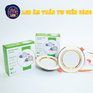 Đèn Led Âm Trần 7w Viền Vàng Có 3 Chế Độ Sáng Đế Đúc Lắp Lỗ Phi 90