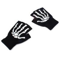 +【‘ Knitting S Skeleton Half Finger Luminous Fingerless Head Gripper Breathable  Men Women Outdoor Sport Bicycle S