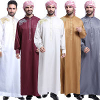 New Muslim Men Jubba Thobe Islamic Clothing Ramadan Mens Abaya Thawb Long Robe Saudi Wear Musulman Caftan Jubah Dubai Arab Dress