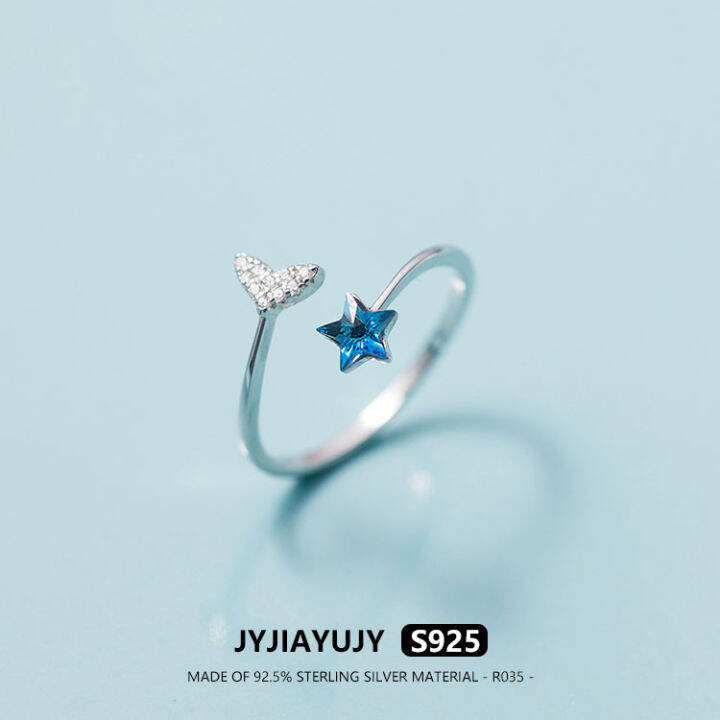 jyjiayujy-100-แหวน-s925เงินสเตอร์ลิงปรับได้เพทายสีฟ้ารูปดาวคุณภาพสูงแฟชั่นแพ้ง่ายเครื่องประดับของขวัญใช้ในชีวิตประจำวัน-r035