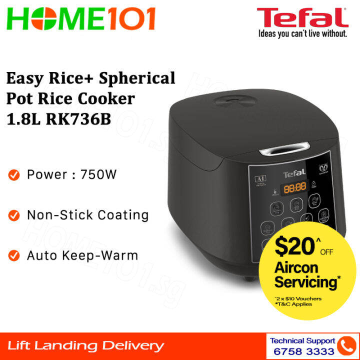 Tefal Easy Rice+ Spherical Pot Rice Cooker 1.8L RK736B | Lazada Singapore