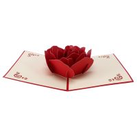 3D Pop up Rose Thank You Greeting Postcards Flower Handmade Blank Vintage Paper Love Gift Card