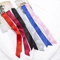 ▣ New Long Bag Scarf Women Hair Band Lady Accessories Solid Skinny Scarves Headband Satin Ribbon Neck Tie Decorative Bag Scarves