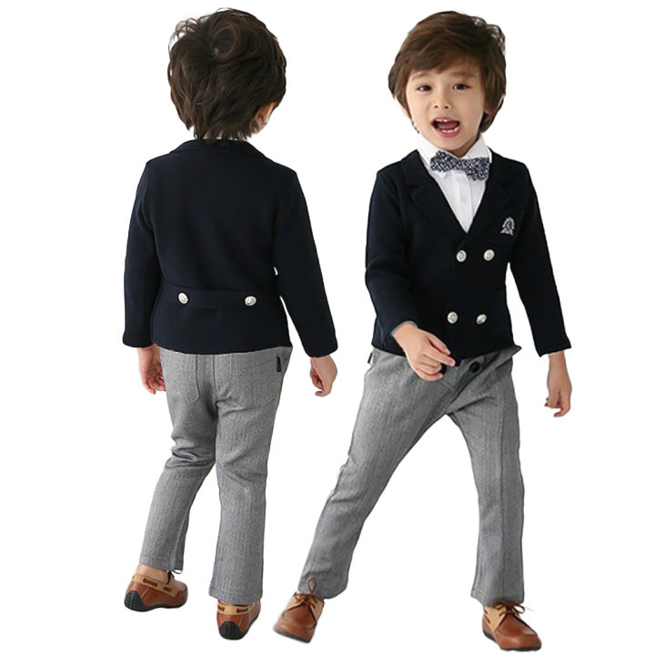 1-7 Years Baby Boy Gentleman Outfit Long Sleeve Jacket Coat with Fake Shirt  + Pants + Bowtie Kids Boy Clothes Suit Tuxedo Suit Formal Casual Wear |  Lazada