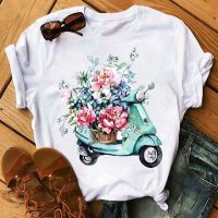 Maycaur Funny Bicycle With Sunflower Tshirt White T Shirts Cartoon Gildan Spot 100% Cotton